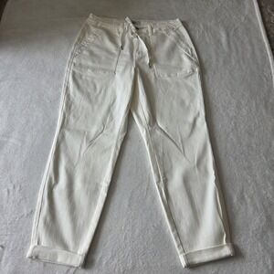 Judy Blue Jeans Womens 14W White Drawstring Denim Pants Patch Pockets